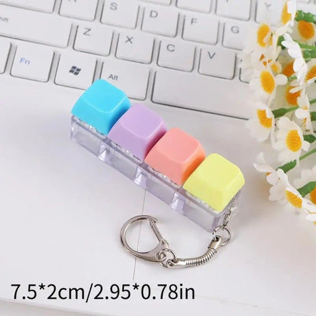Creative Fingertip Stress Reliever: Keyboard Click Sound Keychain, Colorful Fidget Ring Relaxation Companion（9 key）