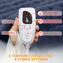 Dark blue This large heating pad (24" x 12") features 6 temperature levels and 4 timer settings, with rapid heating and auto-off functions. It is portable, machine-washable, and suitable for the neck, back, legs, abdomen, and knees—an ideal gift for holid