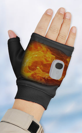 BLACK Professional USB electric heating fingerless gloves, unisex, with LED temperature display, 3-level adjustable heating, and effective cold protection. Suitable for typing, gaming, skiing, and daily wear, this is a practical winter holiday gift.