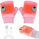 Pink Professional USB electric heating fingerless gloves, unisex, with LED temperature display, 3-level adjustable heating, and effective cold protection. Suitable for typing, gaming, skiing, and daily wear, this is a practical winter holiday gift.
