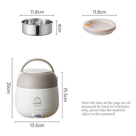 Portable Electric Lunch Box – 65°C Constant Rapid Heating, 304 Stainless Steel Removable Inner Container, 360° Leak-Proof with Handle, Ideal for Office/Car/Camping(GREY)