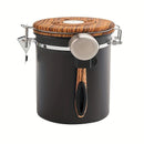 1500ml 304 Stainless Steel Coffee Canister Airtight Coffee Bean Storage Jar with Wood Grain Lid and Scoop