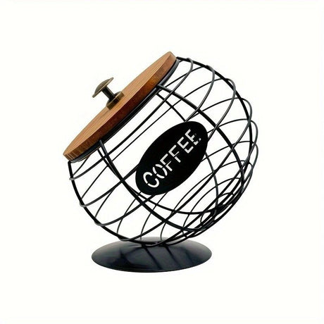 1pc Unique Coffee Capsule Basket Iron Coffee Pod Holder with Slanted Design for Home Bar and Cafe Display。black