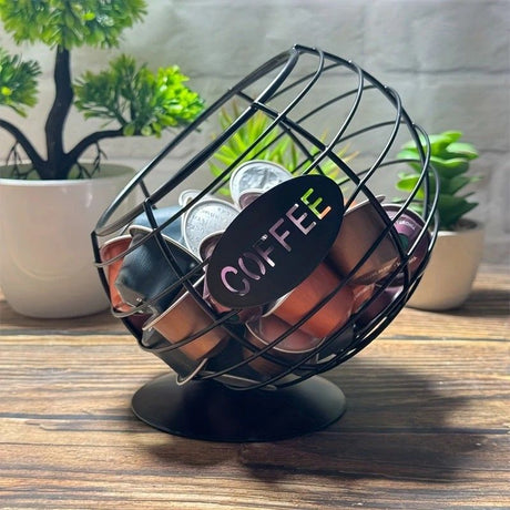 1pc Unique Coffee Capsule Basket Iron Coffee Pod Holder with Slanted Design for Home Bar and Cafe Display。black