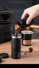 6-Piece Pour Over Coffee Set, Coffee Machine Gift Box, Pour Over Coffee Kettle, Coffee Cup, Coffee Bean Grinder Set.black
