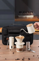 6-Piece Pour Over Coffee Set, Coffee Machine Gift Box, Pour Over Coffee Kettle, Coffee Cup, Coffee Bean Grinder Set.black