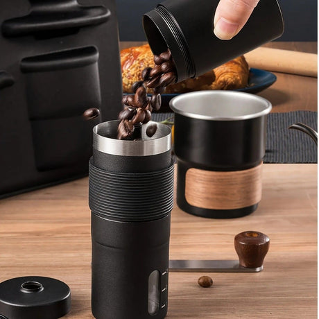 6-Piece Pour Over Coffee Set, Coffee Machine Gift Box, Pour Over Coffee Kettle, Coffee Cup, Coffee Bean Grinder Set.WHITE