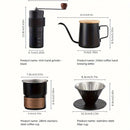 6-Piece Pour Over Coffee Set, Coffee Machine Gift Box, Pour Over Coffee Kettle, Coffee Cup, Coffee Bean Grinder Set.inherent/true qualities
