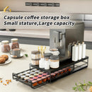 1pc Metal Coffee Capsule Storage Box Drawer Style Dustproof Organizer with Adjustable Grid for Tea Bags Capsules Multifunctional Organizer for Kitchen Office Home