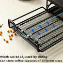 1pc Metal Coffee Capsule Storage Box Drawer Style Dustproof Organizer with Adjustable Grid for Tea Bags Capsules Multifunctional Organizer for Kitchen Office Home