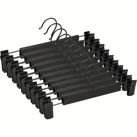 10-Pack Multi-Purpose Adjustable Pant Hangers: Thickened Non-Slip Clips, 360° Rotating Hook, Adjustable Width, Suitable for Organizing and Drying Various Clothes, Towels, and More.