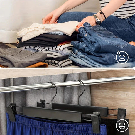 10-Pack Multi-Purpose Adjustable Pant Hangers: Thickened Non-Slip Clips, 360° Rotating Hook, Adjustable Width, Suitable for Organizing and Drying Various Clothes, Towels, and More.