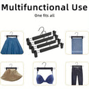 10pcs Super Anti-Slip Pants Hangers with Clips, Thickened Plastic Dual-Use Skirt/Pants Hangers, Seamless Anti-Mark Home Drying Racks, Wardrobe Organizer Essential.