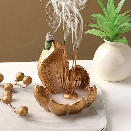 One lotus-shaped incense cone, a multifunctional home decoration piece, suitable for yoga and meditation.(PINK)