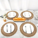 4pcs Nordic Style Round Table Mat, Exquisite Openwork Weave, Polyester Hemp-Like Texture, 38cm Dining Mat, Heat-Resistant and Easy to Care For
