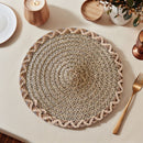 4pcs Nordic Style Round Table Mat, Exquisite Openwork Weave, Polyester Hemp-Like Texture, 38cm Dining Mat, Heat-Resistant and Easy to Care For