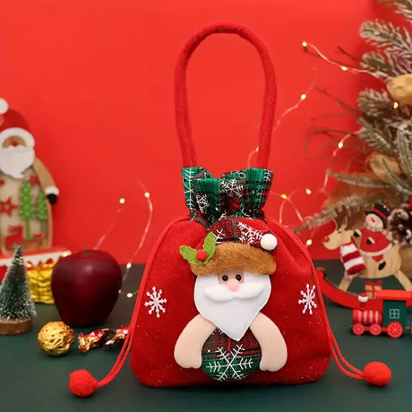 Christmas Plush Bell Bags 3-Pack: Snowman, Reindeer & Santa, Filled with Joy and Surprise