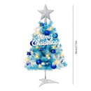 45cm Blue Mini Christmas Tree Set | Includes Star Topper, Letter Sign, Ornament Balls & Snowflake Decorations, Fresh & Dreamy Desktop Holiday Décor (Lighted Version: LED Battery Warm Light Lamp)