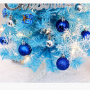 60cm Blue Mini Christmas Tree Set | Includes Star Topper, Letter Sign, Ornament Balls & Snowflake Decorations, Fresh & Dreamy Desktop Holiday Décor (Lighted Version: LED Battery Warm Light Lamp)