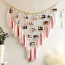 Bohemian Woven Wooden Bead Tassel Photo Wall Hanging: Cotton Handmade Clip-On Tapestry, Warm and Healing Decoration for Bedroom and Living Room
