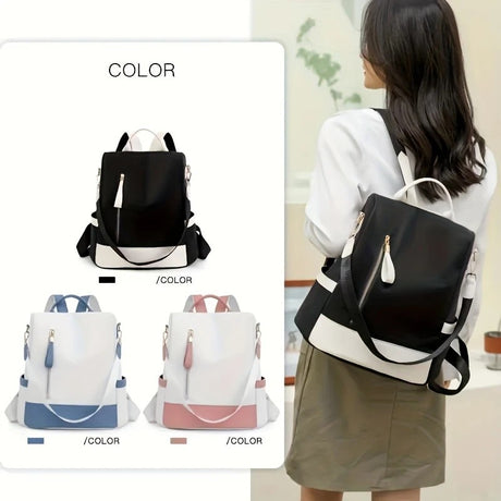 BLUE Large-Capacity Travel Backpack & Tote: Lightweight Soft Nylon, Reversible Shoulder Straps, Multiple Pockets, Fits Teens, Students & Commuters.