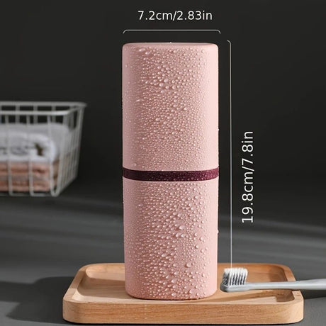 1pc Portable Toothbrush Holder Box, Multi-functional Travel Toothbrush Storage Case, Mouthwash Cup and Toothbrush Container.white