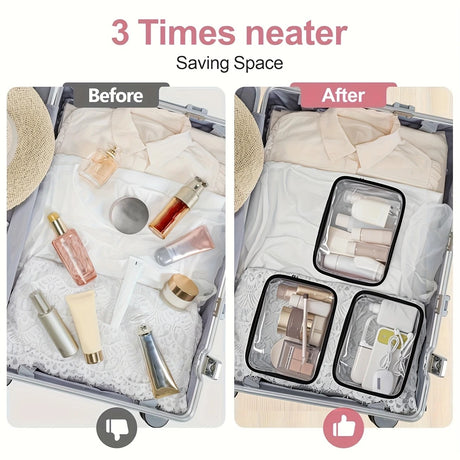 2PCS Fashionable PVC makeup bag, large capacity and easy to clean, with zipper closure. Ideal for travel and daily use, a high-quality storage choice.