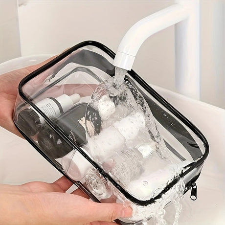 2PCS Fashionable PVC makeup bag, large capacity and easy to clean, with zipper closure. Ideal for travel and daily use, a high-quality storage choice.