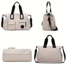 White Large-capacity travel tote bag, lightweight carry-on luggage with shoulder strap, gym bag, portable laptop bag, ideal for short trips, hand-carry style.