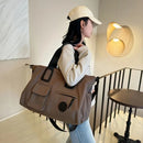White Large-capacity travel tote bag, lightweight carry-on luggage with shoulder strap, gym bag, portable laptop bag, ideal for short trips, hand-carry style.