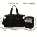 brown Large-capacity travel tote bag, lightweight carry-on luggage with shoulder strap, gym bag, portable laptop bag, ideal for short trips, hand-carry style.