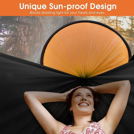 Sun-Protection Outdoor Hammock｜2-in-1 Detachable Mosquito Net, Portable Camping Essential.pitch green