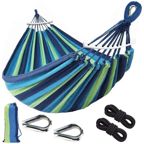 Outdoor Camping Hammock Portable Travel Swing Balance Hammock for Beach Hiking Backyard Relax Chai(2.8*1.5m  BLUE)