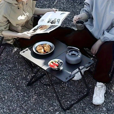 Portable Folding Camping Table Iron Outdoor Picnic Beach BBQ Tailgate Hiking with Storage Bag（BLACK)