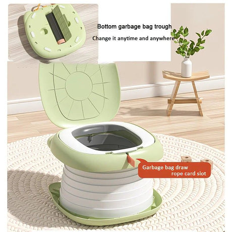 Car Folding Potty, cute cartoon design, folds in seconds for easy carrying, widened seat ring for comfort and stability, suitable for both home and travel.(YELLOW)