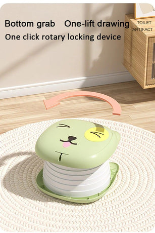 Car Folding Potty, cute cartoon design, folds in seconds for easy carrying, widened seat ring for comfort and stability, suitable for both home and travel.(YELLOW)