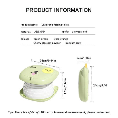 Car Folding Potty, cute cartoon design, folds in seconds for easy carrying, widened seat ring for comfort and stability, suitable for both home and travel.(YELLOW)
