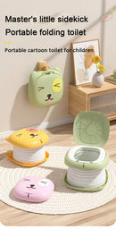 Car Folding Potty, cute cartoon design, folds in seconds for easy carrying, widened seat ring for comfort and stability, suitable for both home and travel.(YELLOW)