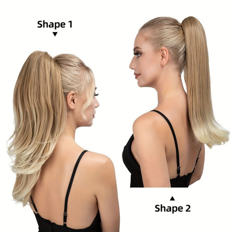 Clip-on Ponytail Hairpiece — Dual-use design, rotate 180° to switch between styles. Made of synthetic fiber, it's easy and quick to wear. Special craftsmanship ensures a natural, realistic look once put on.(colour mixture:12H24)