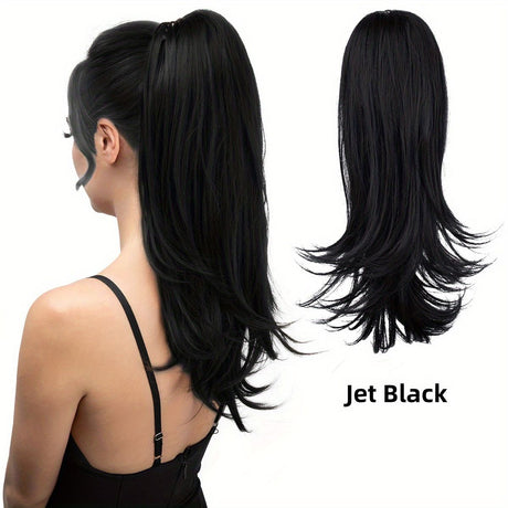 Clip-on Ponytail Hairpiece — Dual-use design, rotate 180° to switch between styles. Made of synthetic fiber, it's easy and quick to wear. Special craftsmanship ensures a natural, realistic look once put on.(colour mixture:12H24)