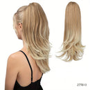 Clip-on Ponytail Hairpiece — Dual-use design, rotate 180° to switch between styles. Made of synthetic fiber, it's easy and quick to wear. Special craftsmanship ensures a natural, realistic look once put on.(colour mixture 27T613)