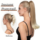 Clip-on Ponytail Hairpiece — Dual-use design, rotate 180° to switch between styles. Made of synthetic fiber, it's easy and quick to wear. Special craftsmanship ensures a natural, realistic look once put on.(colour mixture 27T613)