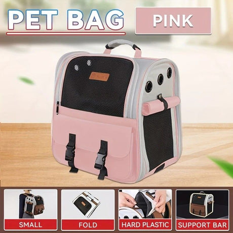 Cat Backpack Carrier - Lightweight, Foldable, Shape-Retaining Travel Bag for Cats and Small Dogs up to 8kg(Milk coffee color)