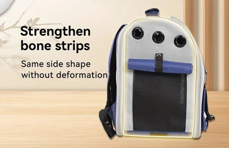 Cat Backpack Carrier - Lightweight, Foldable, Shape-Retaining Travel Bag for Cats and Small Dogs up to 8kg(BLUE)