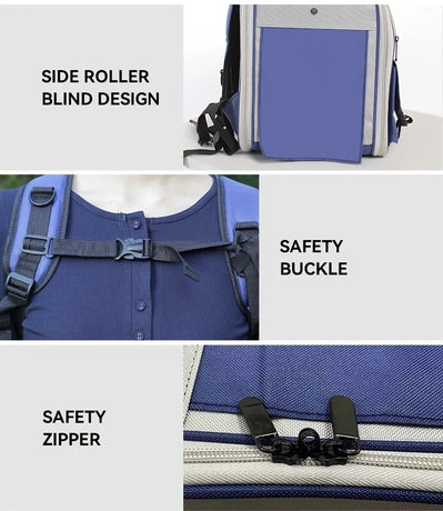 Cat Backpack Carrier - Lightweight, Foldable, Shape-Retaining Travel Bag for Cats and Small Dogs up to 8kg(BLUE)