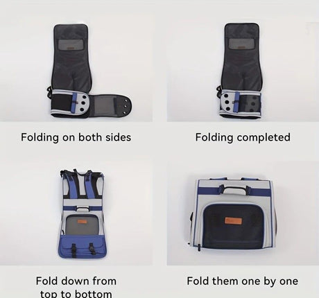Cat Backpack Carrier - Lightweight, Foldable, Shape-Retaining Travel Bag for Cats and Small Dogs up to 8kg(BLUE)