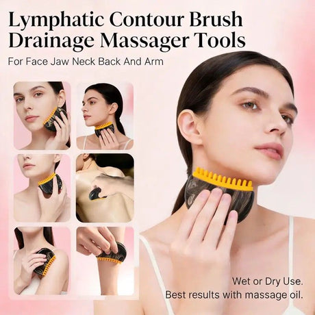 Dual-Sided Lymphatic Massage Brush: Silicone Boosts Circulation, Gua Sha Lifts, Wet & Dry Use, Essential Home Sculpting Tool（black)