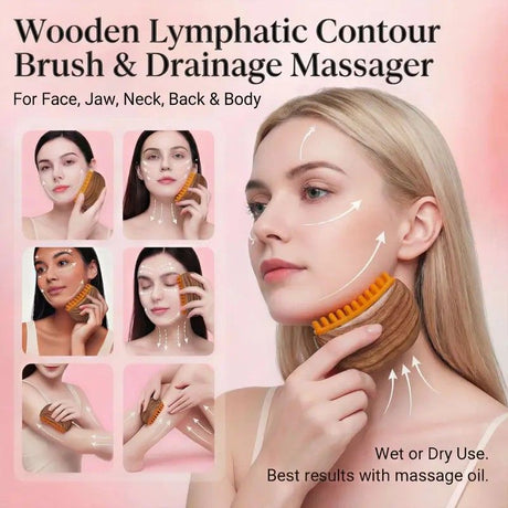 Dual-Sided Lymphatic Massage Brush: Silicone Boosts Circulation, Gua Sha Lifts, Wet & Dry Use, Essential Home Sculpting Tool（black)