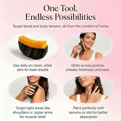 Dual-Sided Lymphatic Massage Brush: Silicone Boosts Circulation, Gua Sha Lifts, Wet & Dry Use, Essential Home Sculpting Tool(shallow wooden-grain)