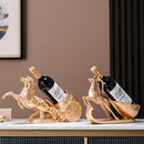 Freestanding Luxury Wine Rack, Stable Partitioned Storage, Hand-Carved "Success at First Attempt" Horse, Housewarming Gift.BLUE